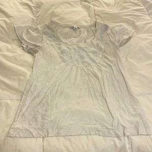 White floral Banana Republic top.